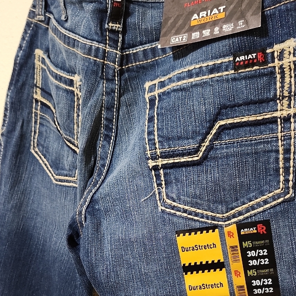 Ariat Blue and Cream Straight Jeans with Classic Indigo Style - Picture 15 of 15